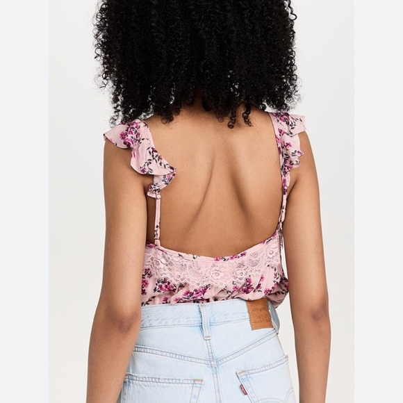 Free People X Intimately FP Take It Away Bodysuit in pink combo - Picture 2 of 4